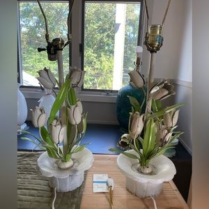 Two beautiful vintage floral lamps